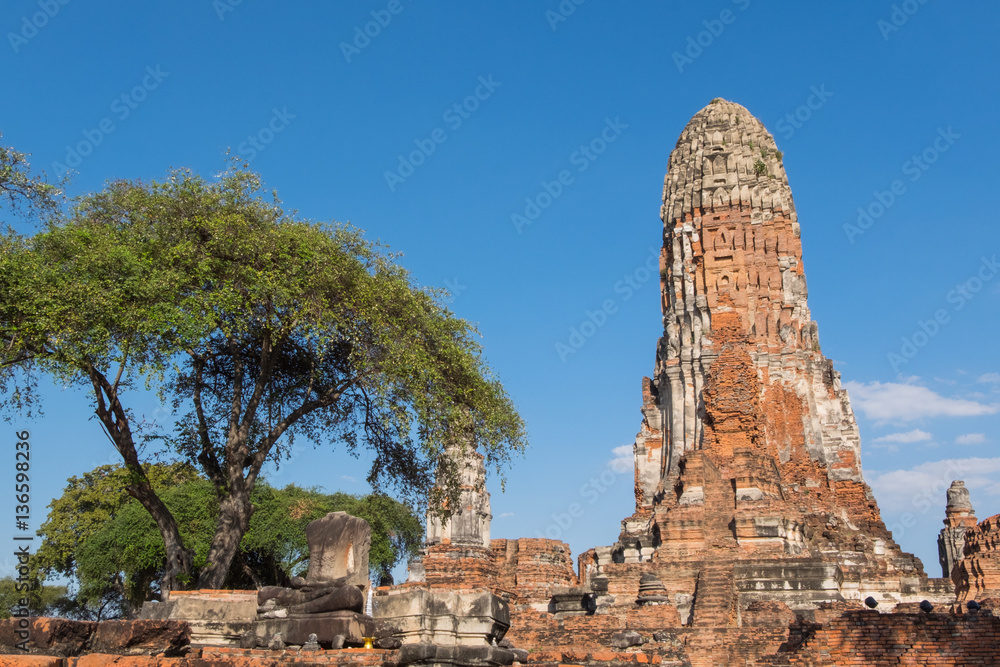 Old main pagoda in Wat Phra ram, the historical Park of Ayutthay