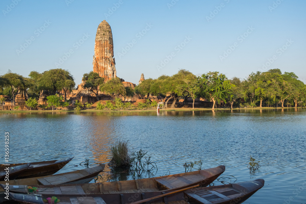 Old main pagoda in Wat Phra ram, the historical Park of Ayutthay