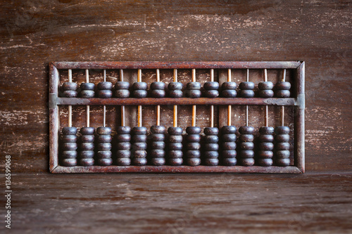 old abacus on wood background