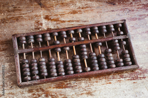 old abacus on wooden background