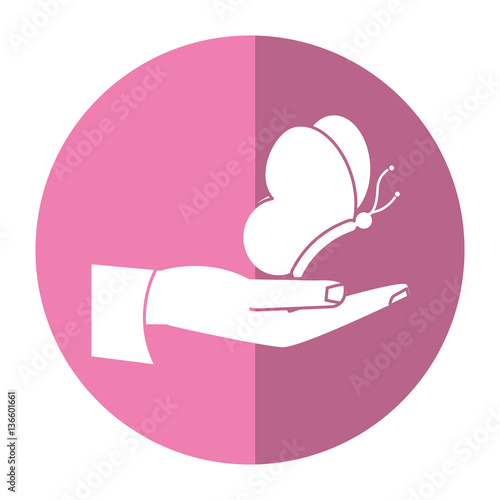 hand hold butterfly women day shadow vector illustration eps 10