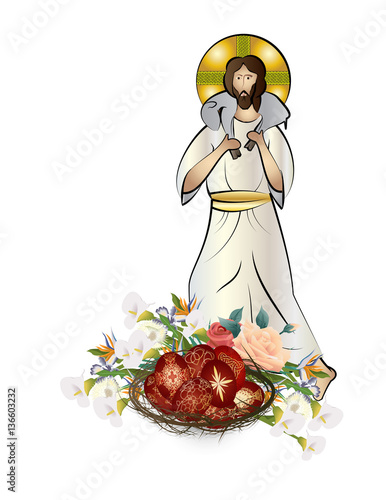 Easter eggs, traditionally painted with religious cross ornament