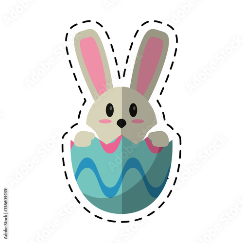 Fototapeta Naklejka Na Ścianę i Meble -  cartoon easter bunny in egg surprise vector illustration eps 10