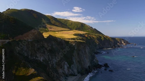 summer morning famous california big sur ocean bay panorama 4k usa
