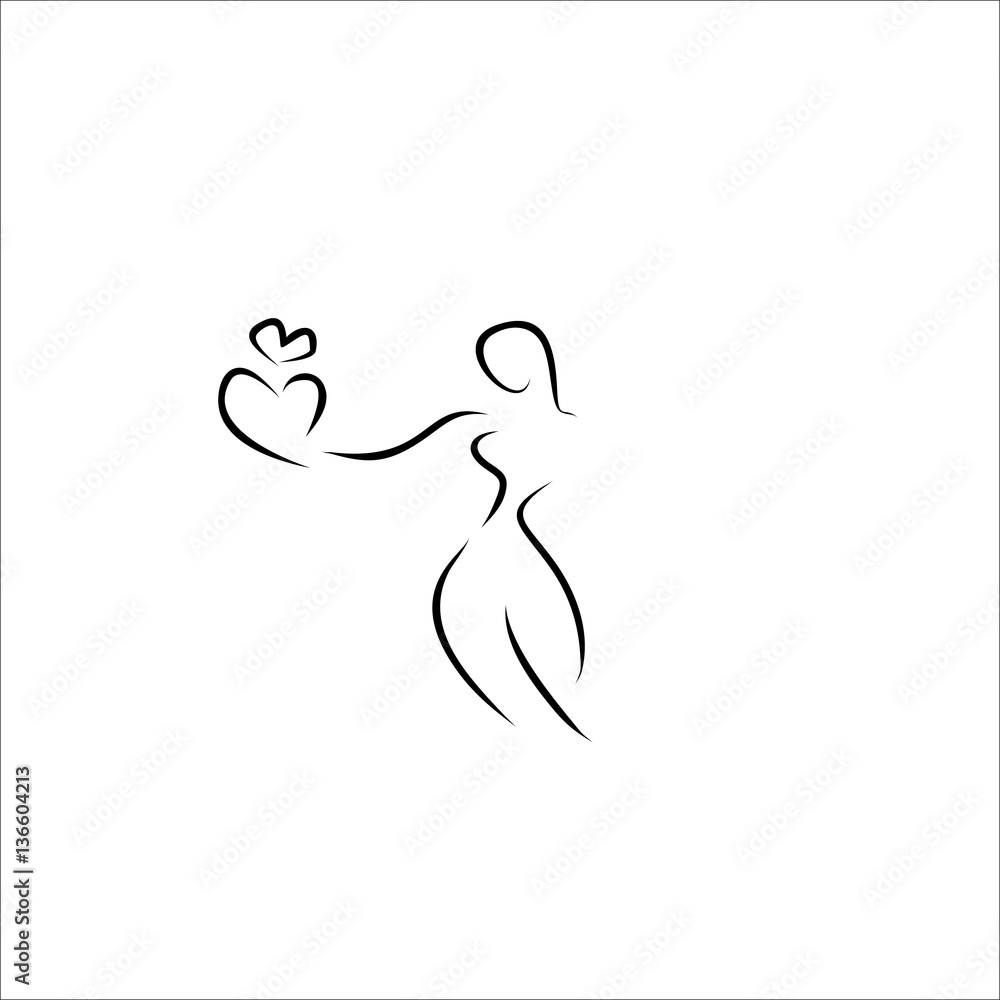woman with a heart vector illustration woman with a heart vector illustration