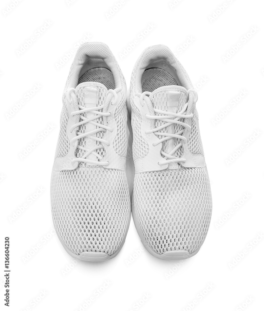branded white sneakers