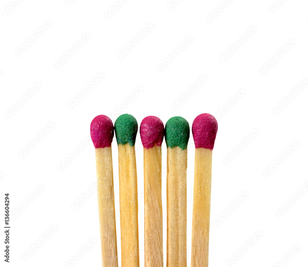 matchstick different colors on a white background matchstick different colors on a white background
