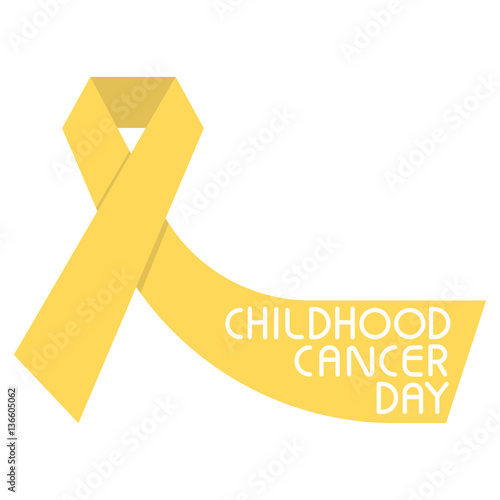 Flat gold ribbon day childhood cancer awareness