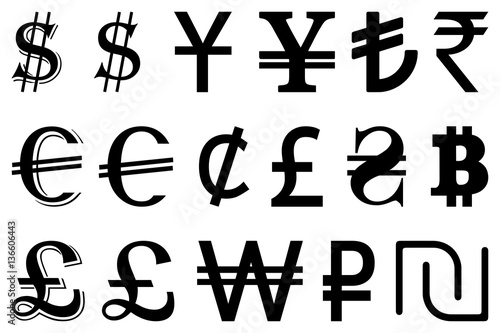 Set symbols of the leading world currencies vector illustration, currencies symbols,