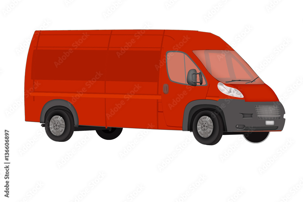 Red minibus on a white background. Isolated Minibus. Red minibus on a white background. Isolated Minibus.