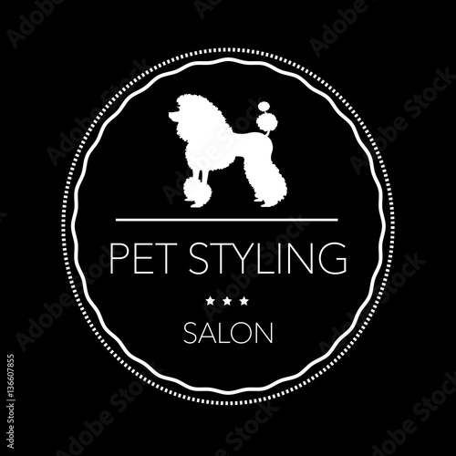 Logo for pet hair salon, styling and grooming pet shop, store for dogs and cats. Vector illustration