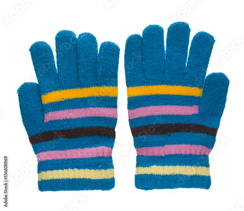 Bild auf Leinwand knitted gloves. gloves isolated on white background. gloves a t