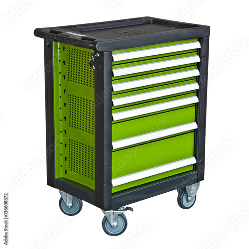 Green mobile tool's trolley isolated