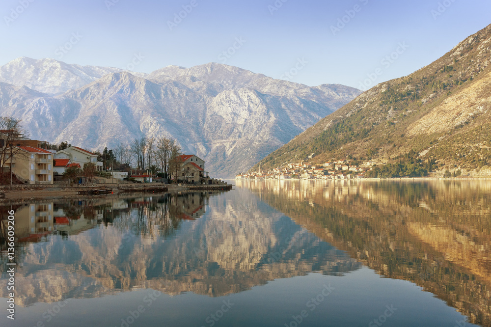 View of Bay of Kotor. Montenegro, winter