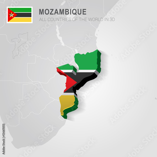 Mozambique drawn on gray map