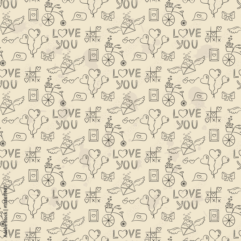 Seamless pattern with valentine's icons. Seamless pattern with valentine's icons.