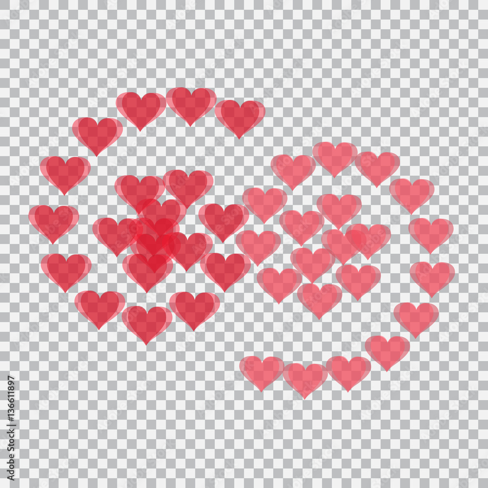 Red hearts translucent arranged in the form of numbers 69. Checker background. Valentine's Day. illustration Red hearts translucent arranged in the form of numbers 69. Checker background. Valentine's Day. illustration