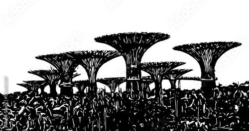 Sketch Gardens by the Bay - Singapore in vector