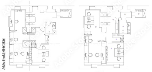 Standard office furniture symbols set