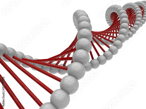 3D render - white reflective DNA strand
