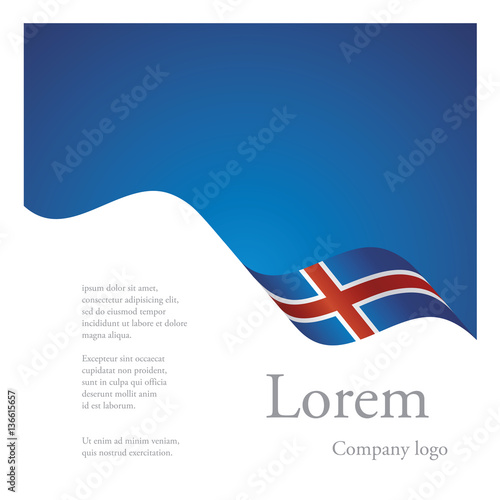 New brochure abstract design modular single pattern of wavy flag ribbon of Iceland