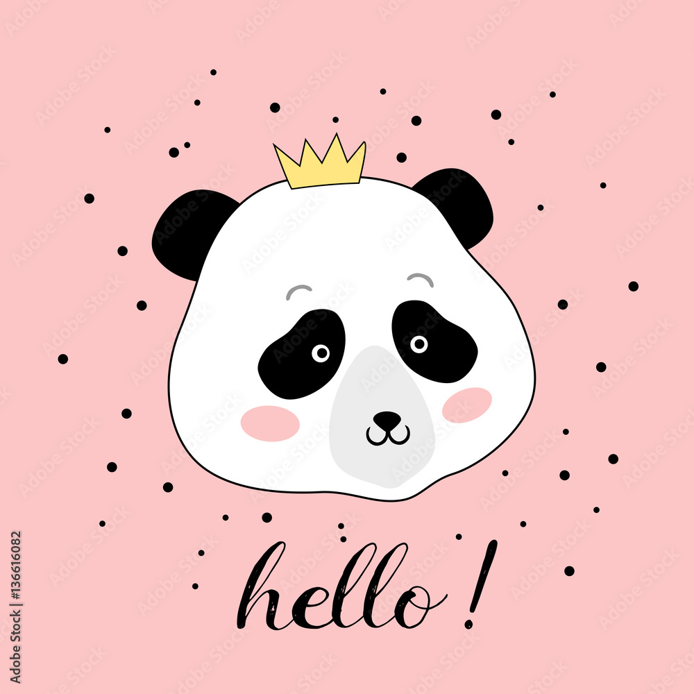 Panda head with a crown, vector illustration Panda head with a crown, vector illustration