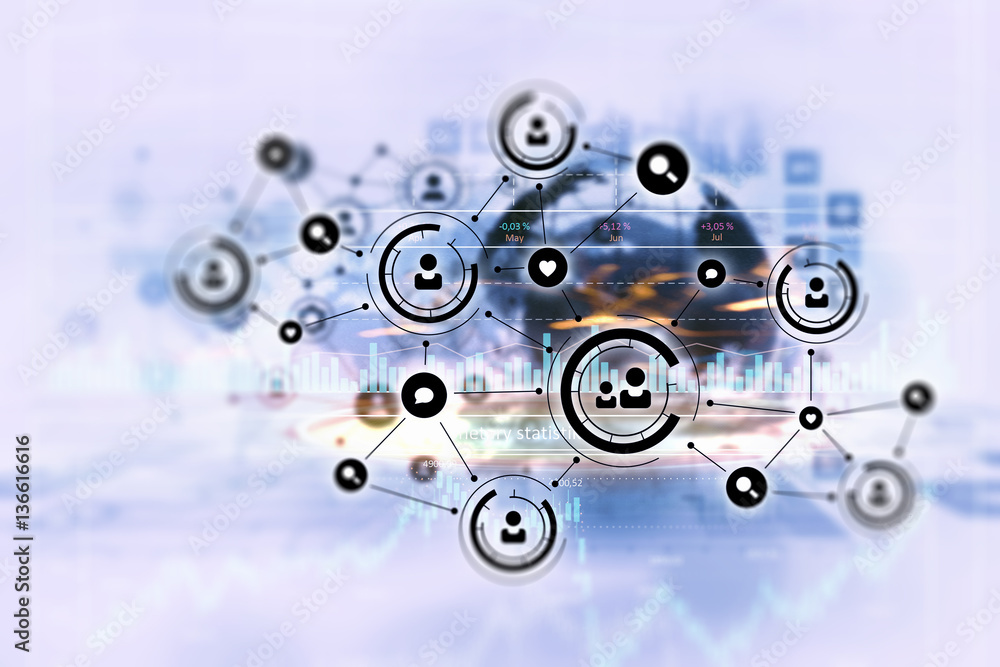 Social network background . Mixed media