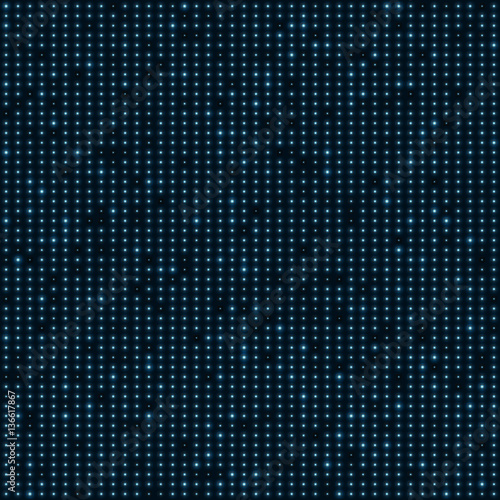 Abstract blue color neon dots, dotted technology background. Glowing particles, led light pattern, futuristic texture, digital vector design