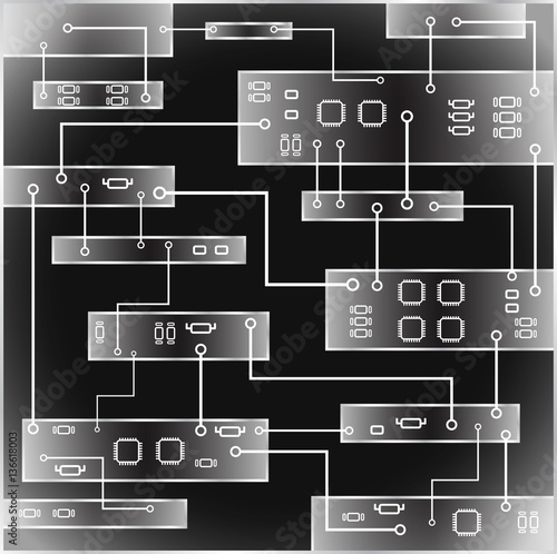 Circuit board vector background . Abstract vector black background with high tech circuit board, graphic . Eps 10 vector illustration