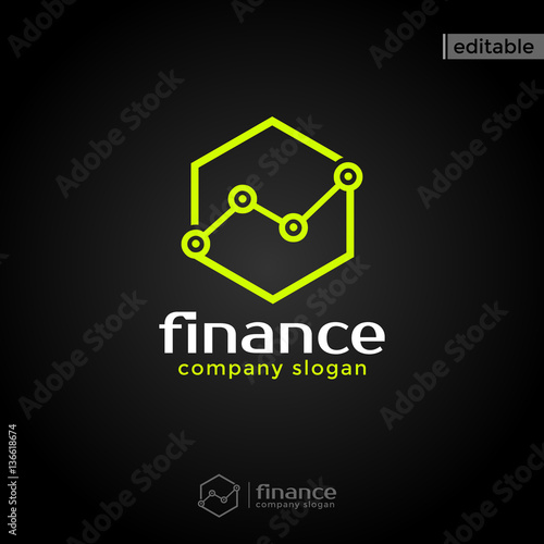 hexagon finance logo. modern eye catching logo with green color