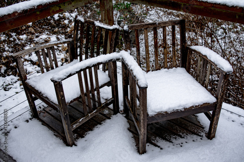Wallpaper Mural Winter Wooden Deck Chairs Torontodigital.ca