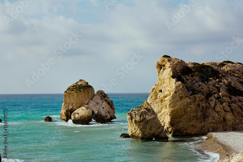 seacoast with Petra tou Romiou or Aphrodite's Rock