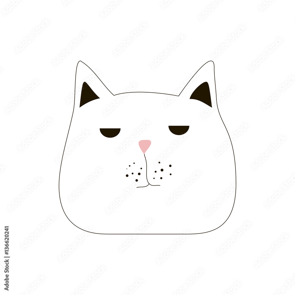 Cartoon cat animal. Line art silhouette drawing. Vector illustration doodle concept eps10 Cartoon cat animal. Line art silhouette drawing. Vector illustration doodle concept eps10