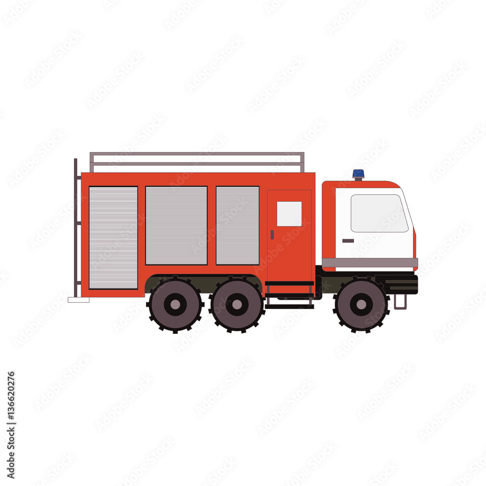 Firetruck for game, ui, app on a white background. Vector illustration