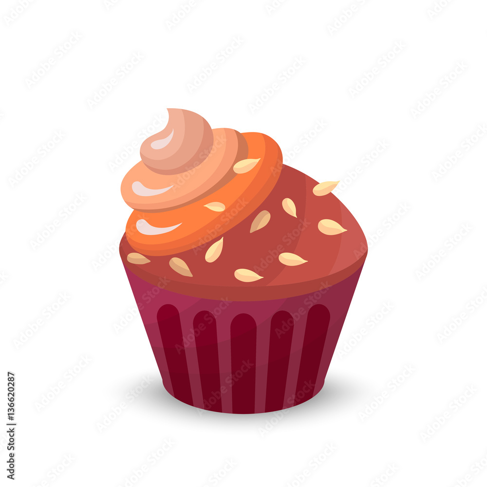 Sweet food chocolate creamy cupcake set isolated vector illustration Sweet food chocolate creamy cupcake set isolated vector illustration