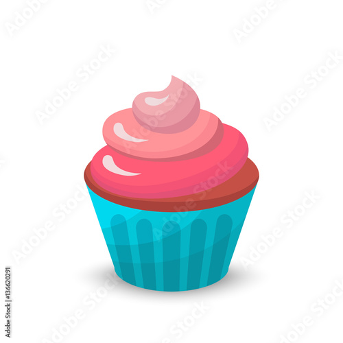 Sweet food chocolate creamy cupcake set isolated vector illustration