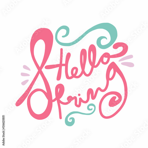 Hello Spring word vector illustration on white background