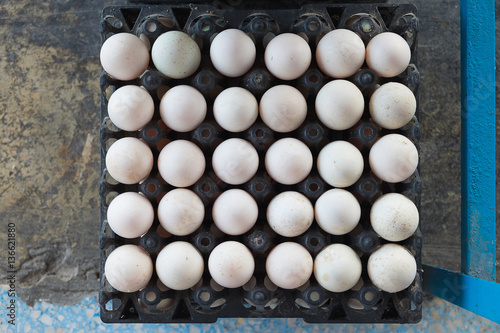 Eggs from duck farm in the package that preserved for sale.