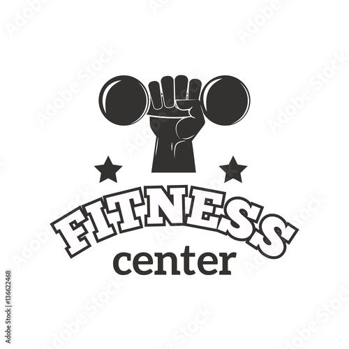 Gym sport club fitness emblem vector illustration.