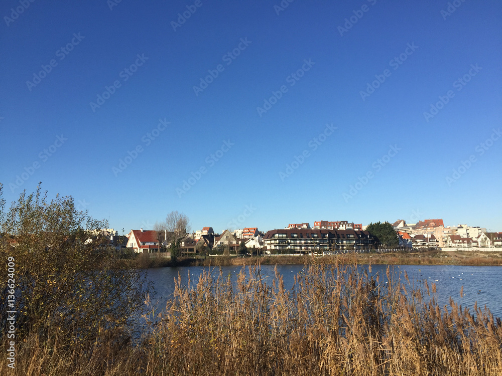 Beautiful town and lake in La Reserve park , Knokke , Belgium