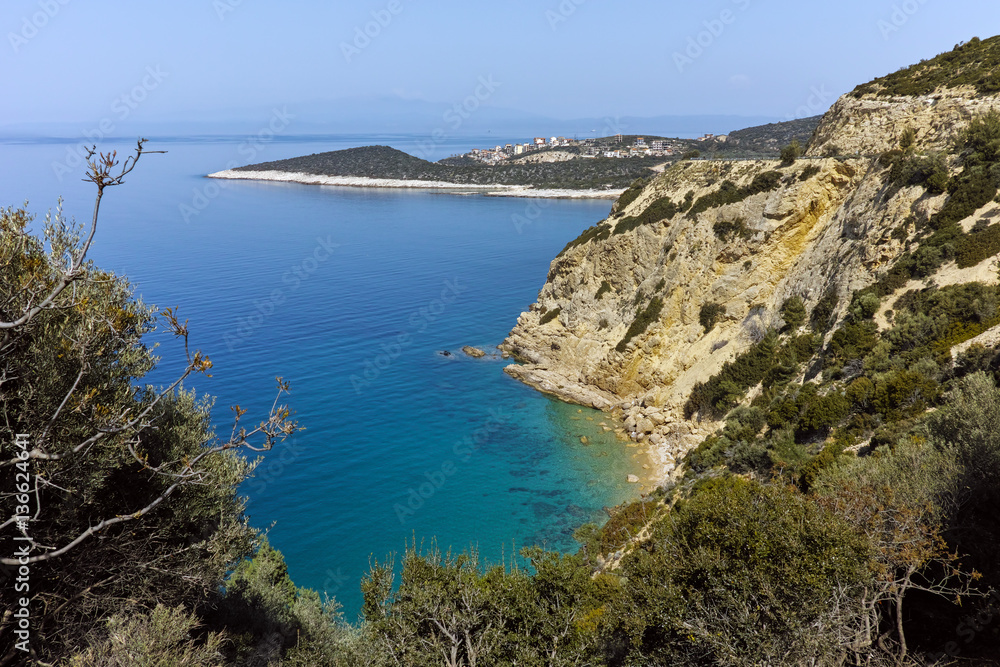 Amazing small beach with blue waters in Thassos island, East Macedonia and Thrace, Greece Amazing small beach with blue waters in Thassos island, East Macedonia and Thrace, Greece