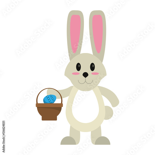easter bunny with basket egg vector illustration eps 10