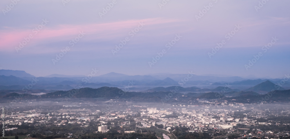 Cityscape from top mountain at Phu Bo Bit, Loei, Thailand