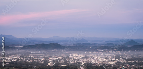 Cityscape from top mountain at Phu Bo Bit, Loei, Thailand