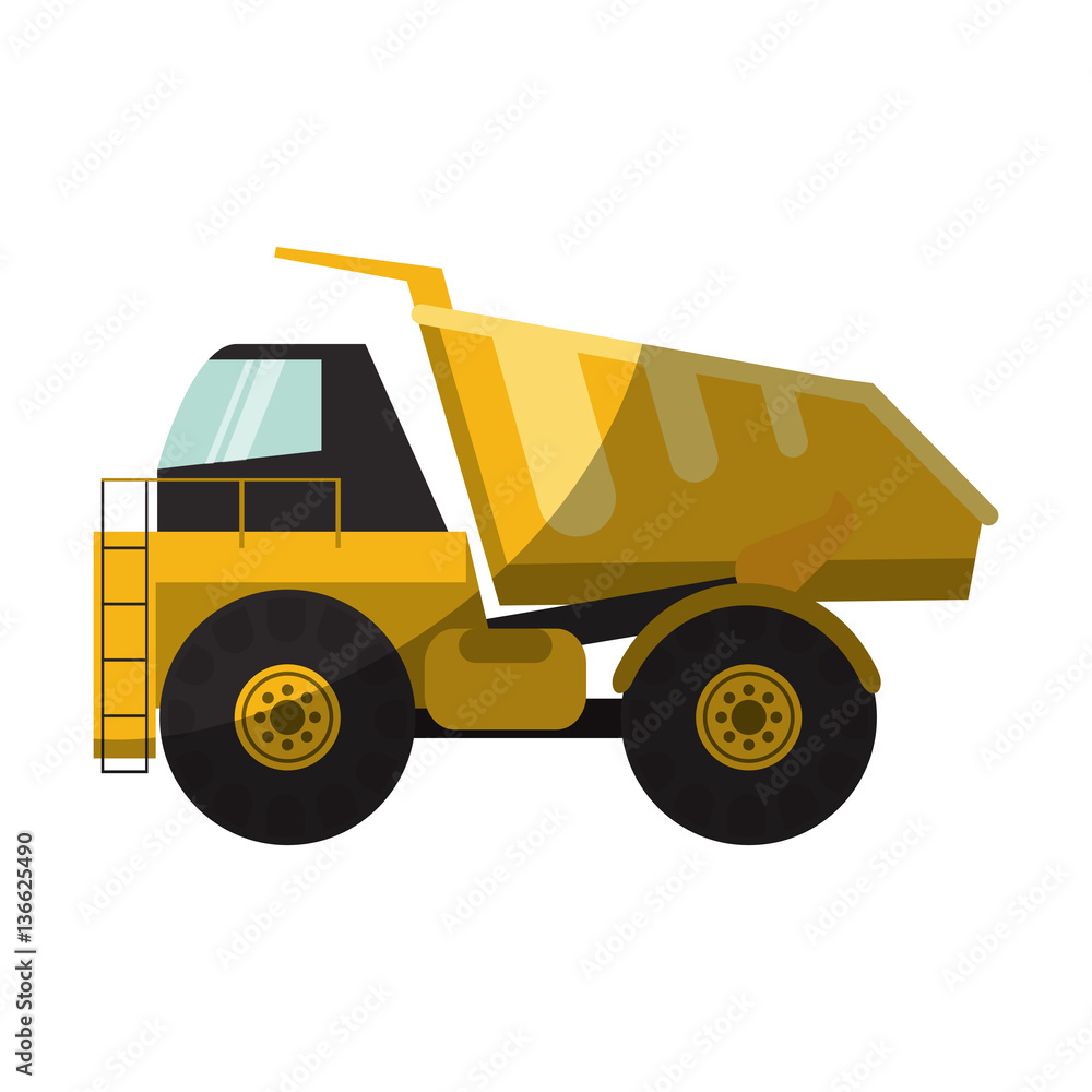 construction  dump truck icon over white background. colorful design. vector illustration
