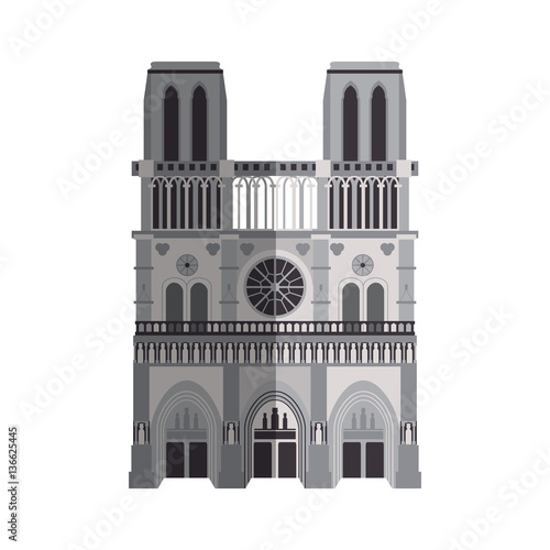 notre dame cathedral icon over white background. colorful design. vector illustration