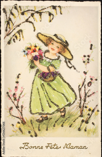 Carte postale ancienne / Bonne fête maman