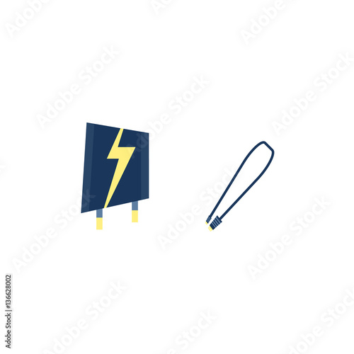 lightning connector. concept of connection, standard input, booster charge, signal, equipment, innovation. flat style trend modern design on background