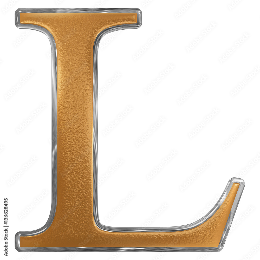 Roman numeral L, quinquaginta, 50, fifty, isolated on white back Stock