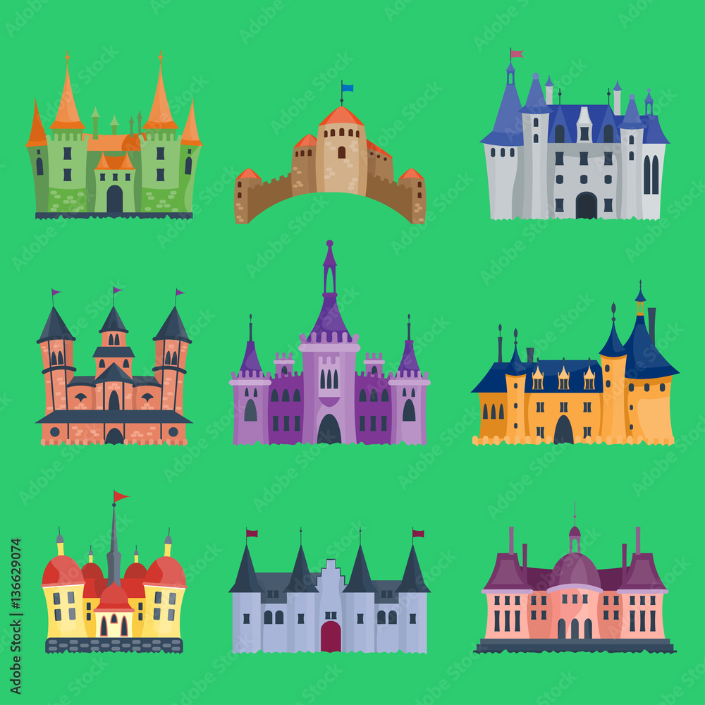 Obraz premium Cartoon castle architecture vector illustration